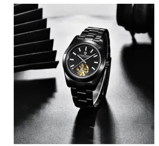 PAGANI 1658 automatic mechanical watch with stainless steel strap and pointer display, 100m waterproof for men