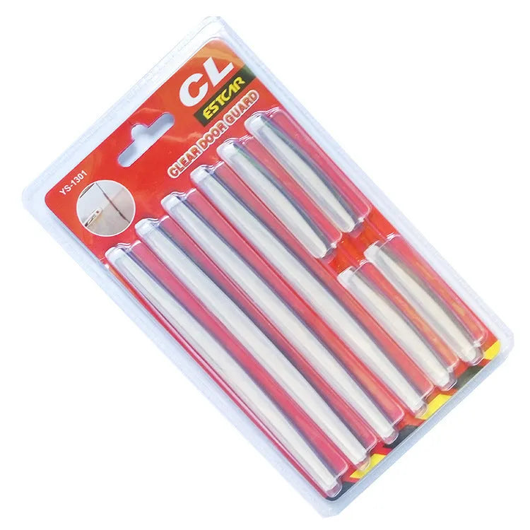 White plastic car door edge protection strip set for preventing scratches and door dings