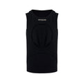 Men's black and white hollow thread sleeveless waistcoat with round neck