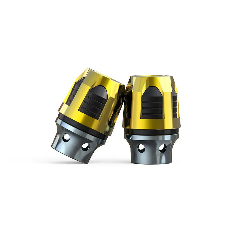 Pair of CNC-machined aluminium fork cups for Maverick N1 scooter in choice of seven anodised colours