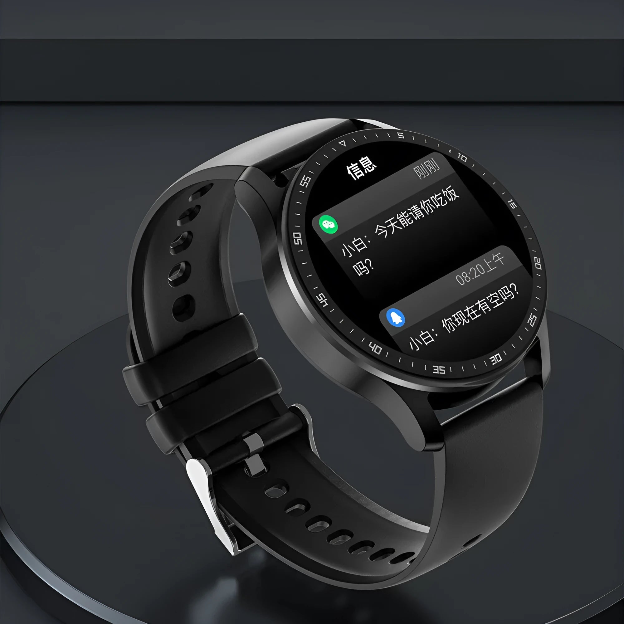 X7 smart watch with black TPU band and TWS Bluetooth earphones on a charging cable