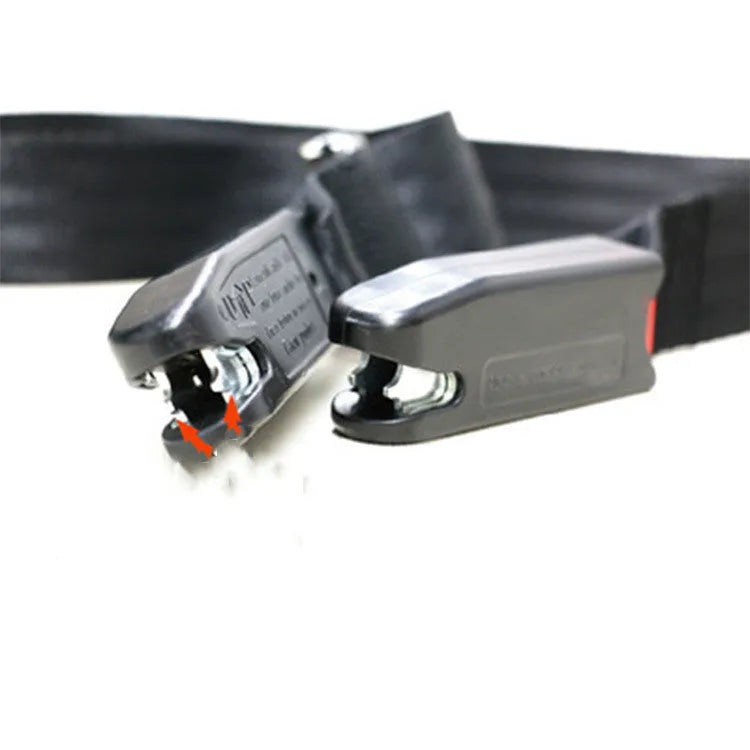Black Isofix interface soft connection belt with steel fastener, two-point design for European car child seat fixing