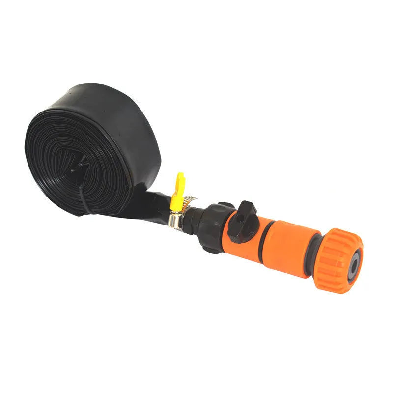 Portable PVC garden sprinkler with solar water cooling in blue or orange colour