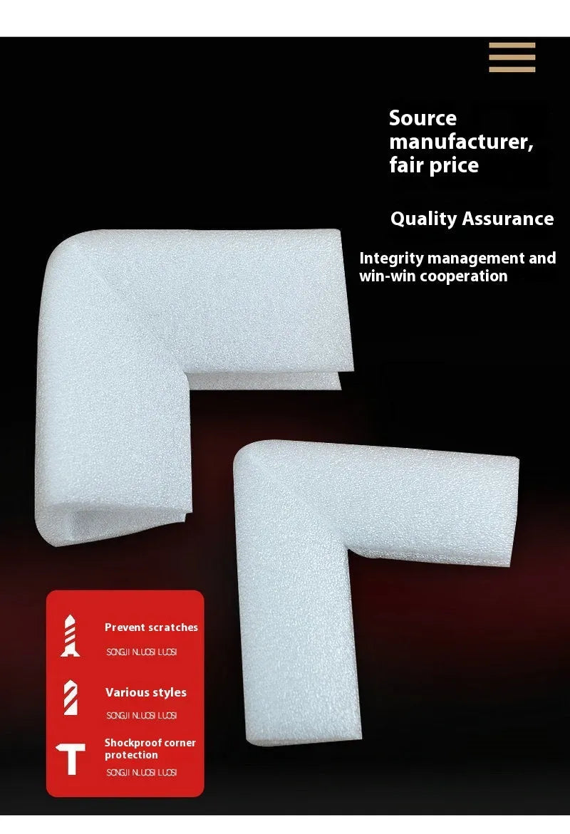 Pearl cotton corner protector with 10mm slot for furniture and door edge protection
