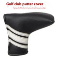 Black PU leather golf club head cover and push rod protective sleeve