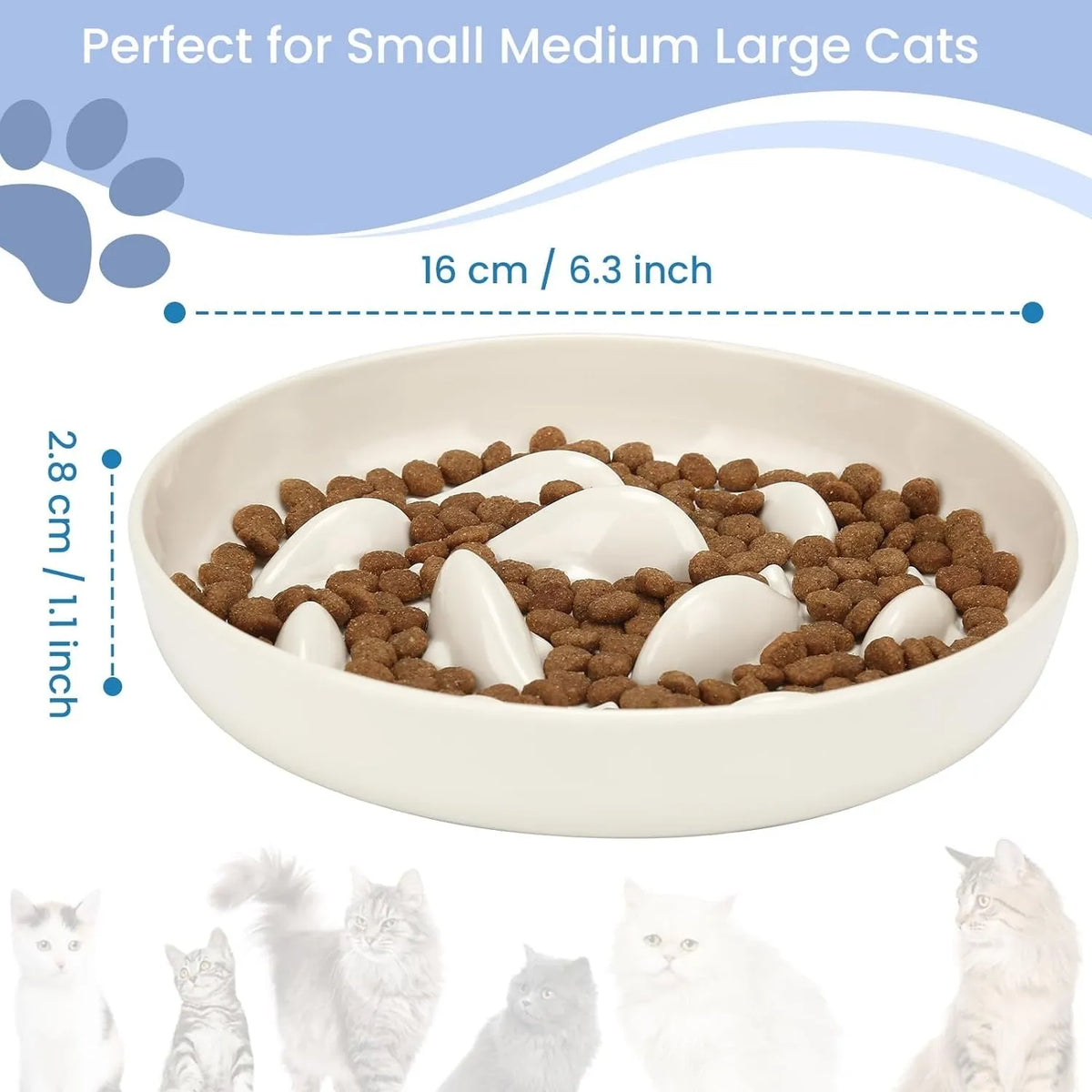 Pink whale-shaped cat slow feeding bowl with raised edge and non-slip base on a floor