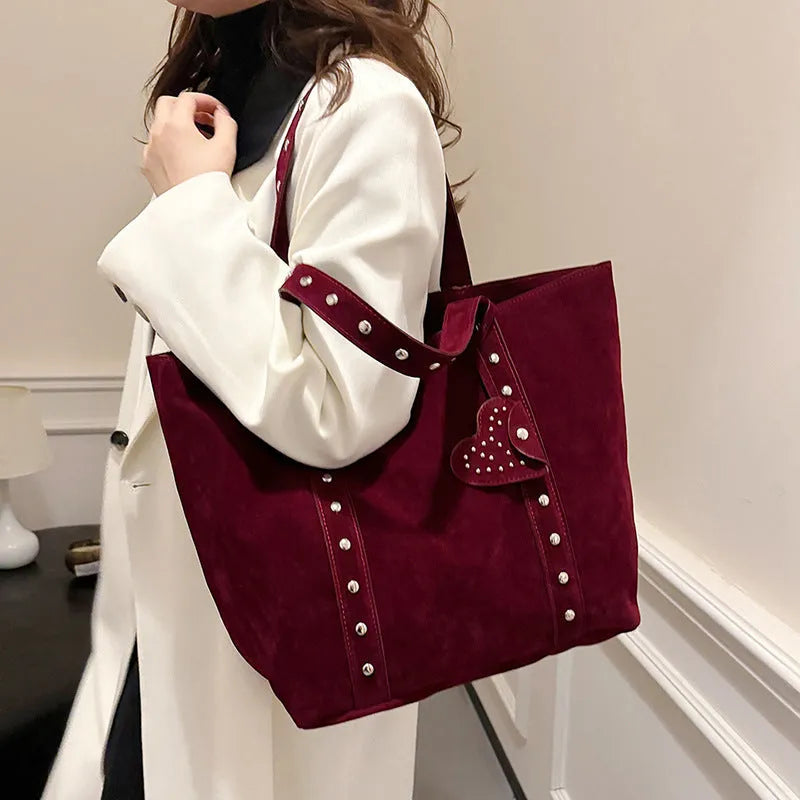 Women's PU leather tote bag with double shoulder straps in horizontal square shape