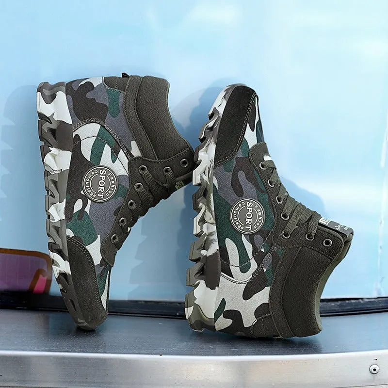 Women's green camouflage canvas sneakers with rubber sole in EU sizes 35-42