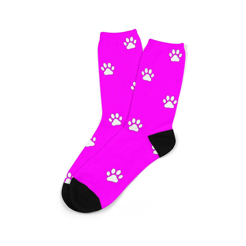Personalised mid-calf tube socks with custom graphic printing in multiple colours
