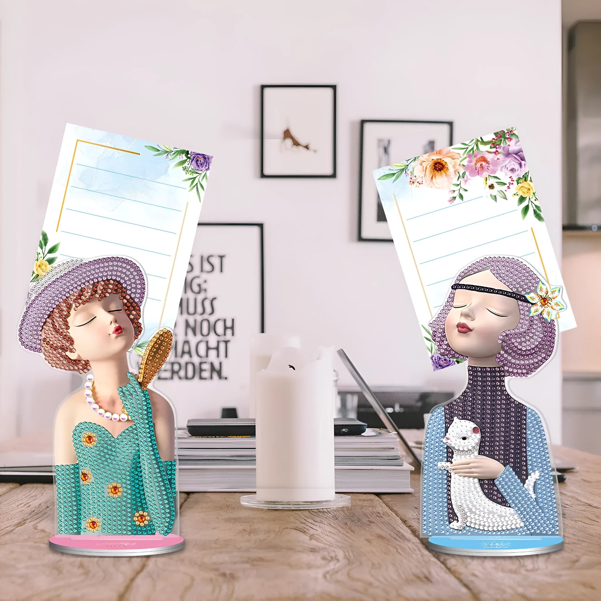 Handmade diamond painting note clip desktop decoration with American style design