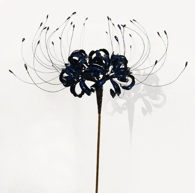 Bi'an creative flower hairpin with 8cm diameter flower and 20cm length clip in black colour