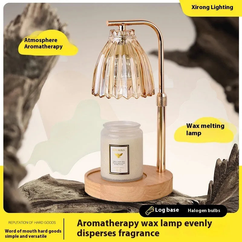 Linglan fragrance lamp French retro style striped champagne gold fire-free table lamp with dimming function