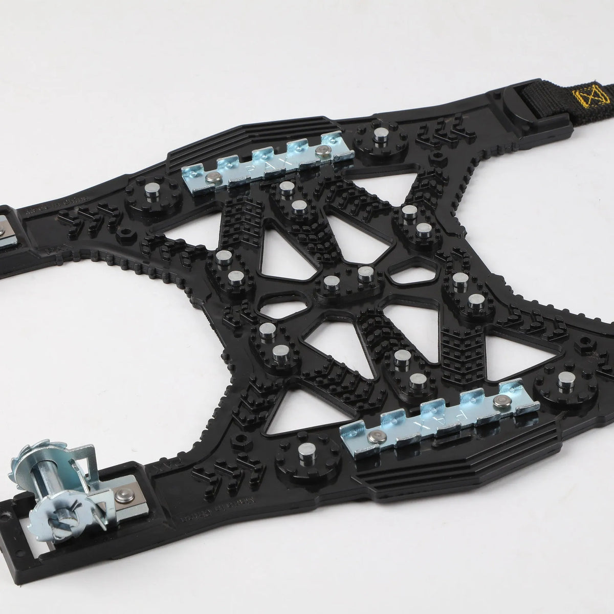 Universal nonskid chain with steel plate gear, wrench, shovel, and gloves for car SUV winter traction