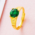 Adjustable women's gold zircon ring in copper with six colour options and flexible opening design