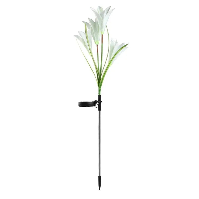 Flower-shaped solar LED ground lamp for garden lighting with colour-changing LEDs