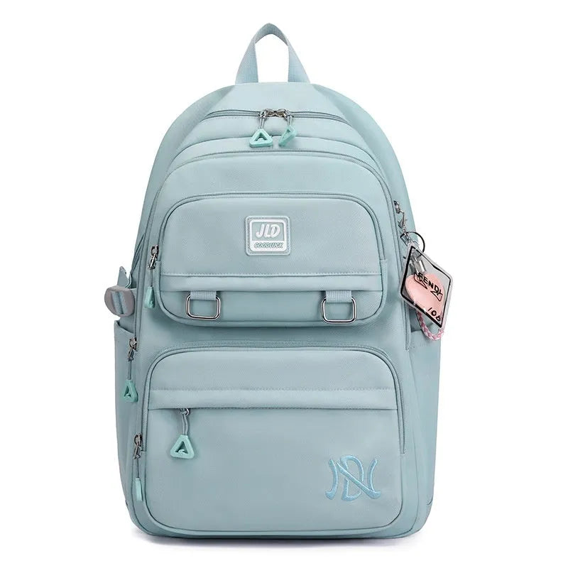 Girls' large capacity nylon backpack with physiological curve backplate in multiple colour and pattern options