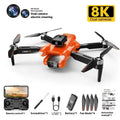 CZ11 brushless 8K HD optical flow drone with orange plastic body and quadcopter design, shown with camera lens