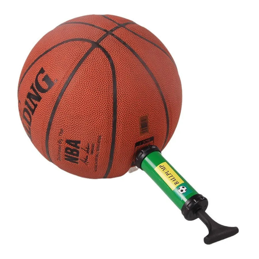 Manual plastic inflator pump for balls and balloons in mixed colours with hand push design