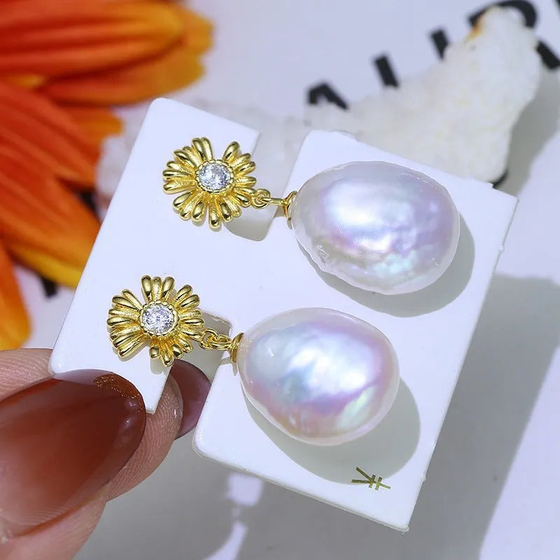 S925 sterling silver baroque flower earrings and ring holder set for DIY jewellery making.