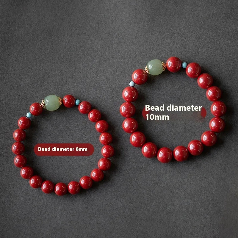 Cinnabar Hetian Jade beads bracelet in Purple Gold Sand colour with geometric elliptical beads