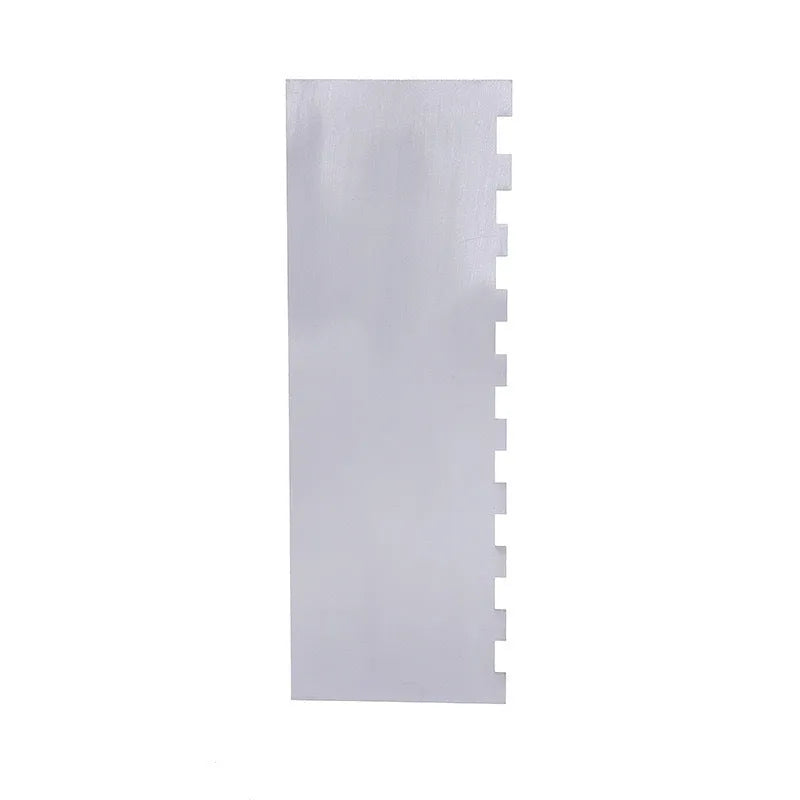 Stainless steel cream scraper cake decorating tool with six polygon pattern designs