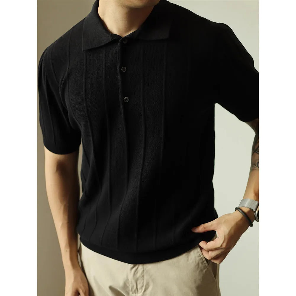 Men's basic solid colour polyester T-shirt in black and white with loose fit styling