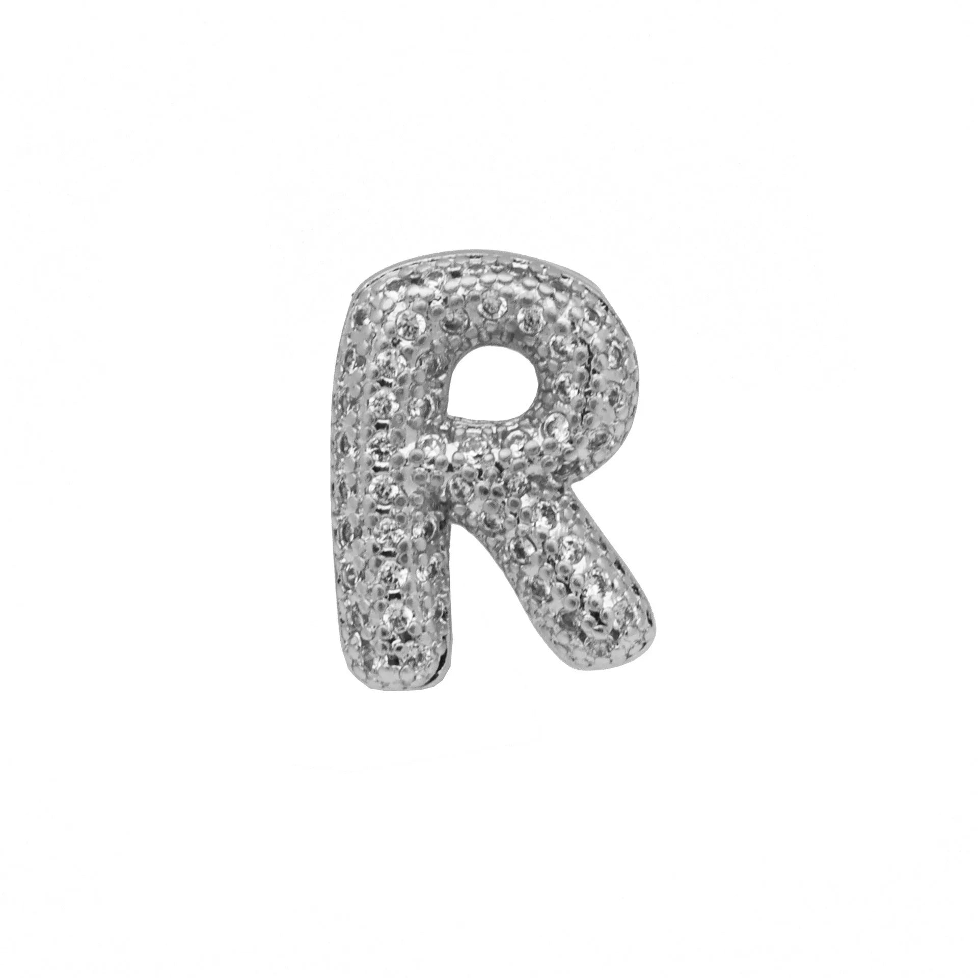 Copper letter bracelet with a single 'A' charm featuring micro inlaid zirconium detail on a gold-finished chain.