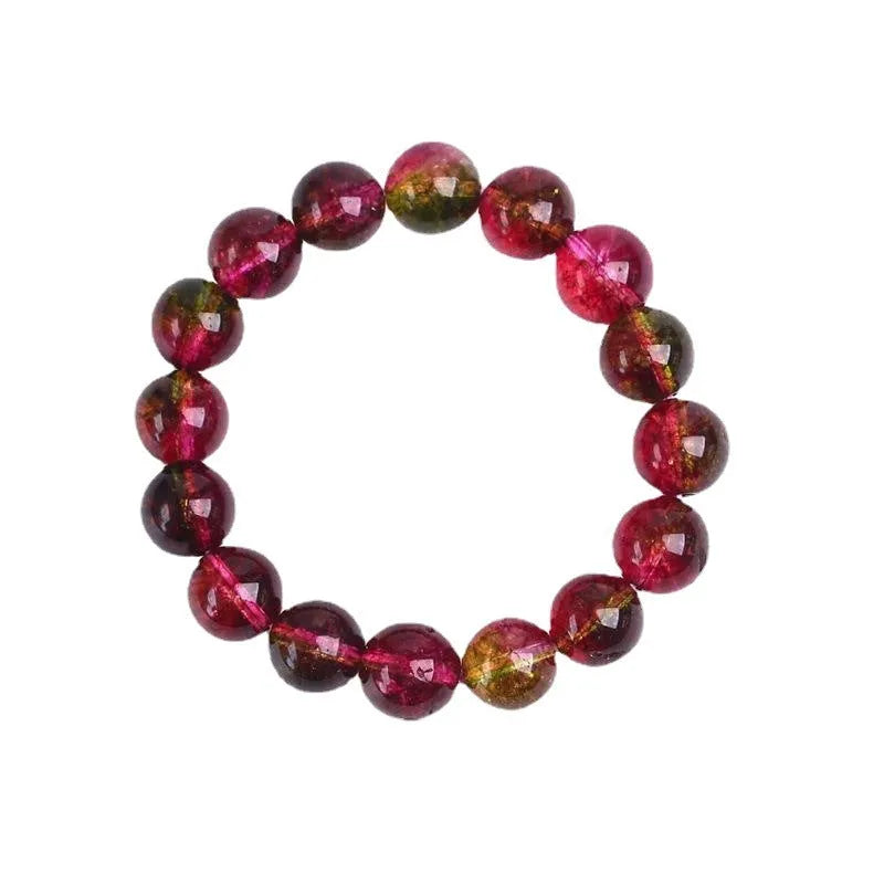 Women's watermelon crystal bracelet showing pastoral design elements on wrist