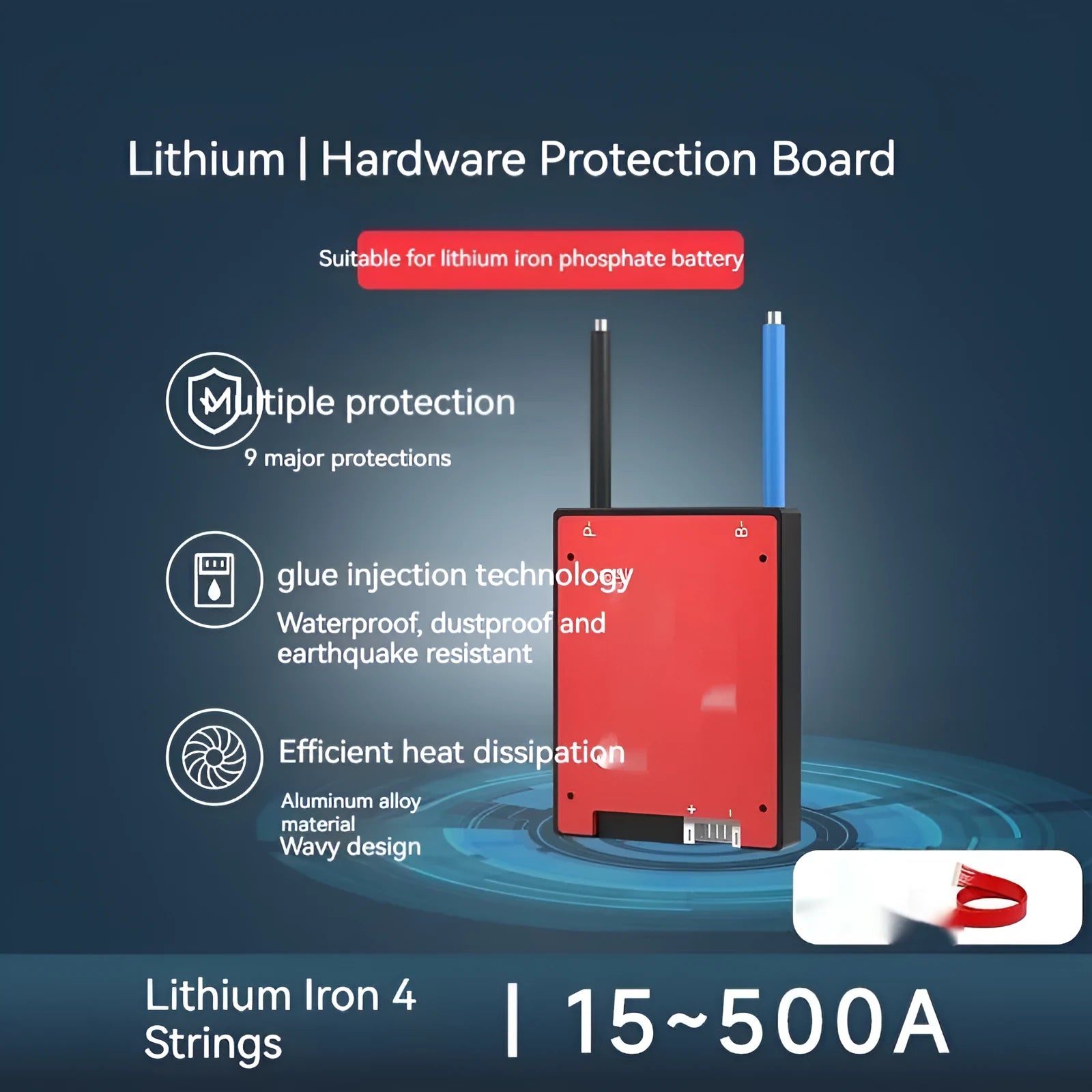 Dali lithium iron phosphate 4S 12V battery protection circuit board with optional cooling fan