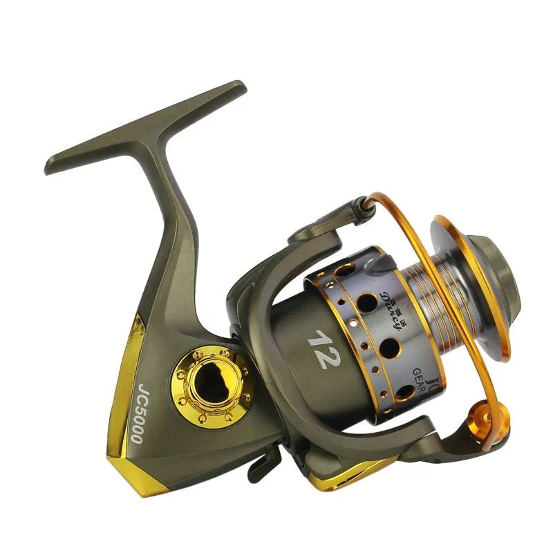 Multi-specification sea fishing reel with all metal spool and interchangeable handle in multiple model sizes