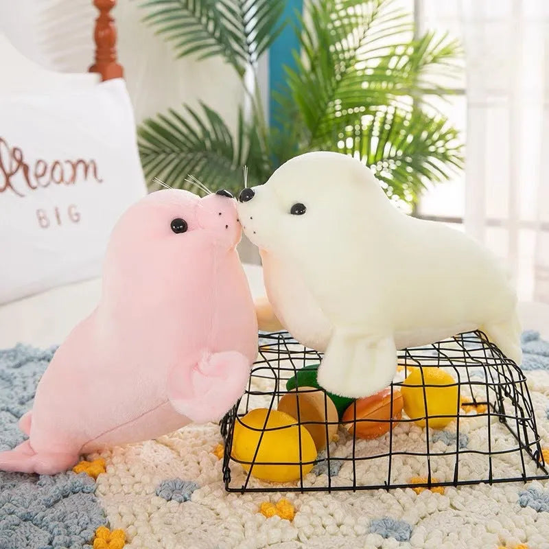 Polar Ocean Underwater World seal plush toy 25cm tall white pink gray soft stuffed animal