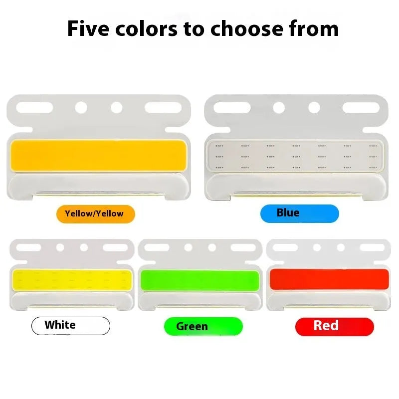 12V 24V COB LED truck side marker light in aluminium alloy housing, showing colour options.