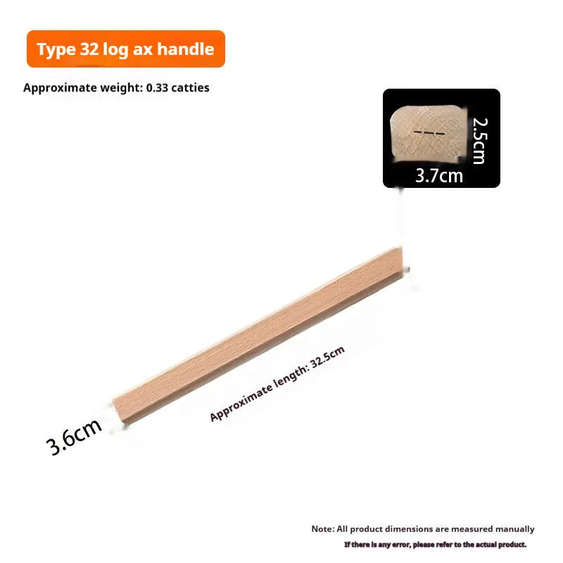 Locust wood replacement handles for axes, hoes, and sickles in various lengths on a plain background.