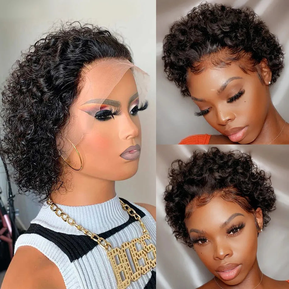 Black human hair wig cover in natural style, colour 13x1, shown ready for daily wear