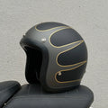 Retro glass fibre half helmet for electric motorcycle commuting in cement gray finish