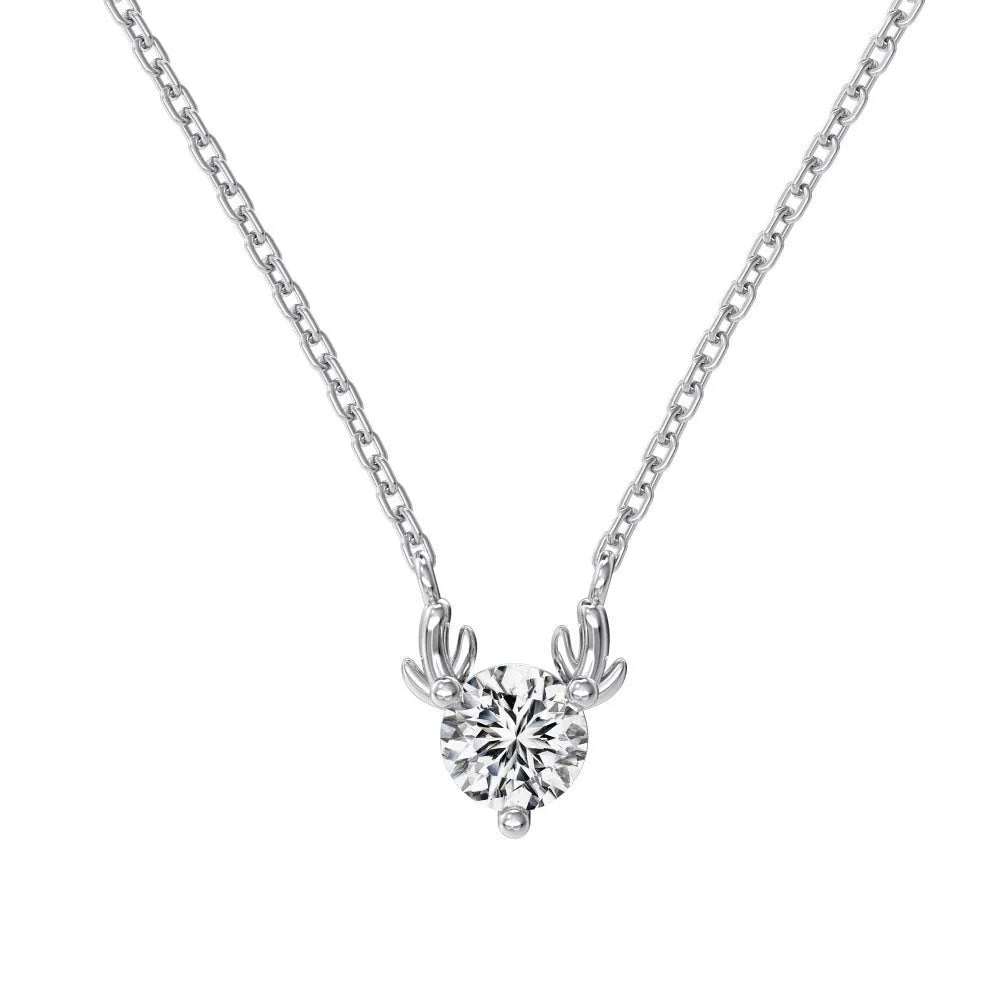 Women's 925 silver antlers necklace electroplated gold finish clavicle chain pendant jewellery