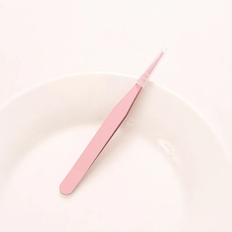 DIY colour pointed elbow eyelash tweezers in pink blue purple for makeup tool