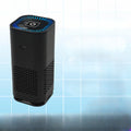 Portable car air purifier with double air inlets, black colour, 60x60x130mm size
