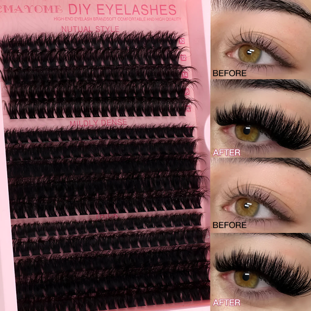 DIY false eyelashes extension suit showing single segment clusters in chemical fibre material