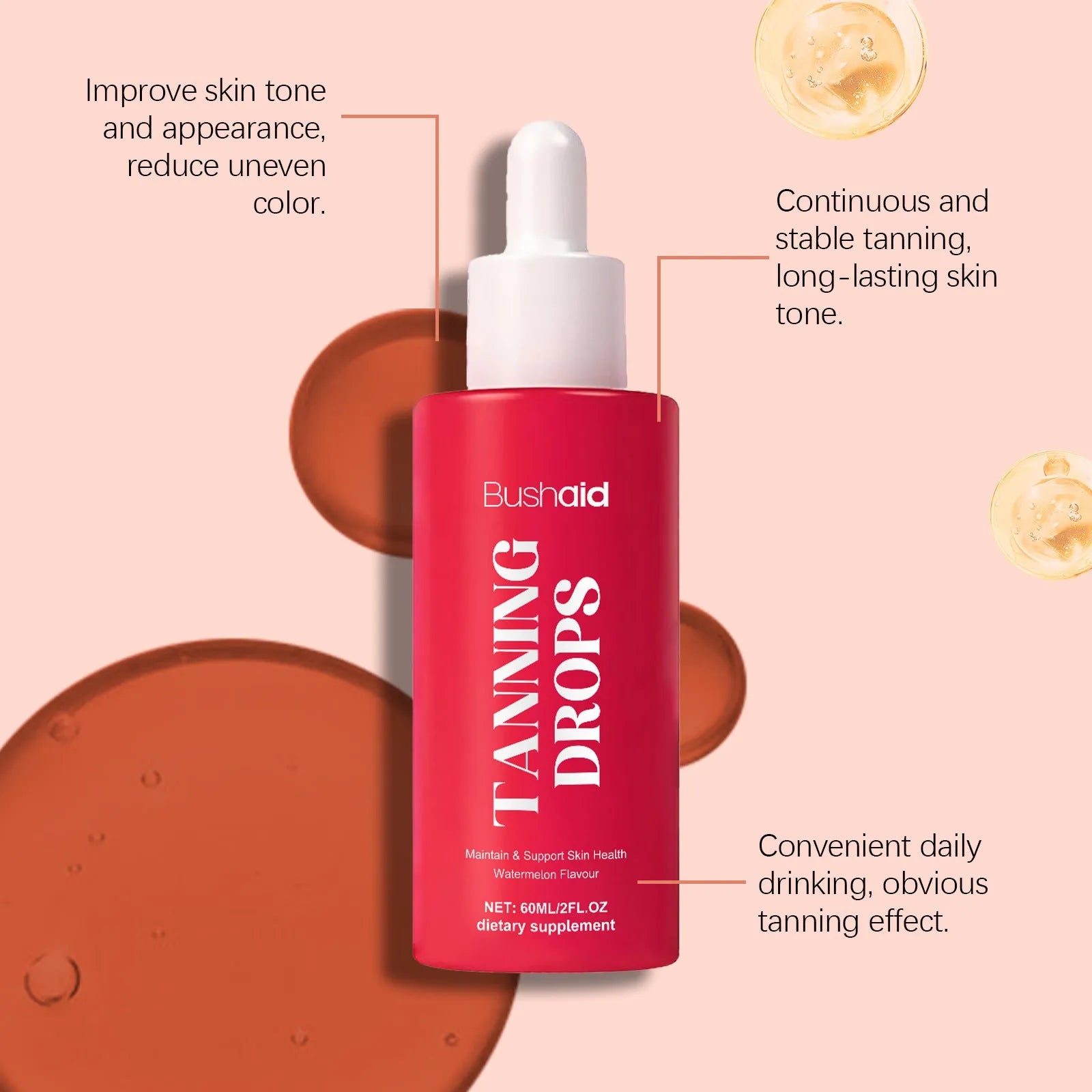 60ml bottle of Natural Beauty Black Drops dark spot correcting serum with droplet applicator.