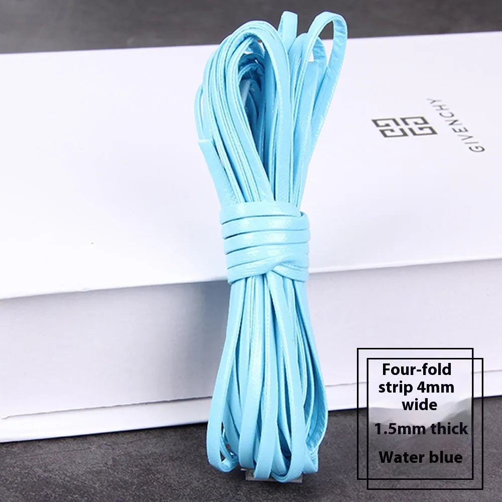 PU leather woven string cord in multiple colours showing different width options for crafting