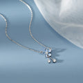 S999 pure silver flower pendant necklace with white nano anti-oxidation finish on cross chain
