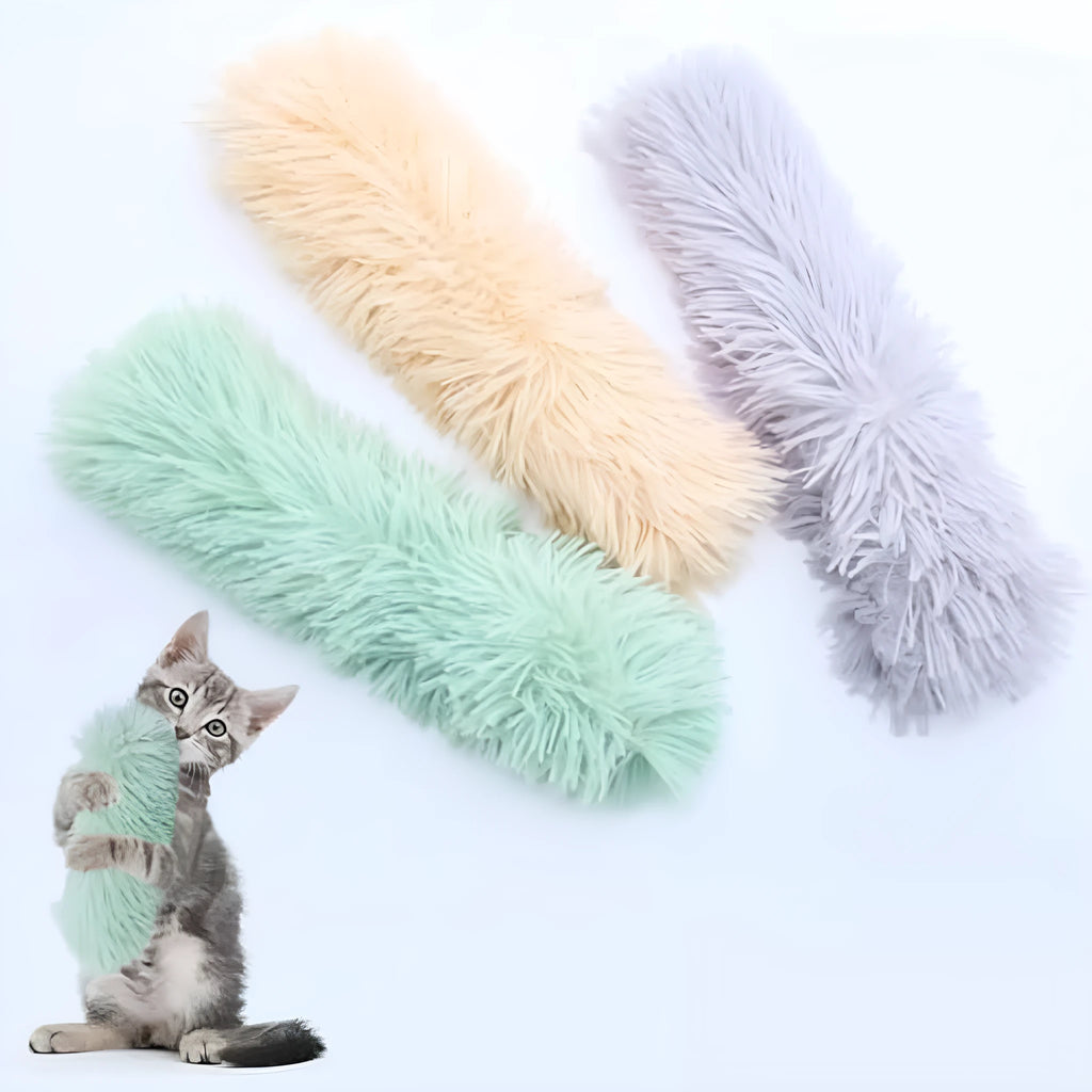 Interactive plush cat toy with crinkle sound mechanism and natural catnip filling in multiple colour options