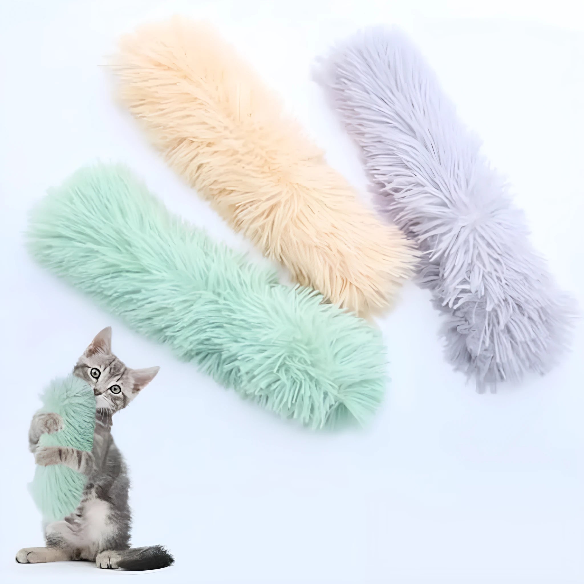 Interactive plush cat toy with crinkle sound mechanism and natural catnip filling in multiple colour options