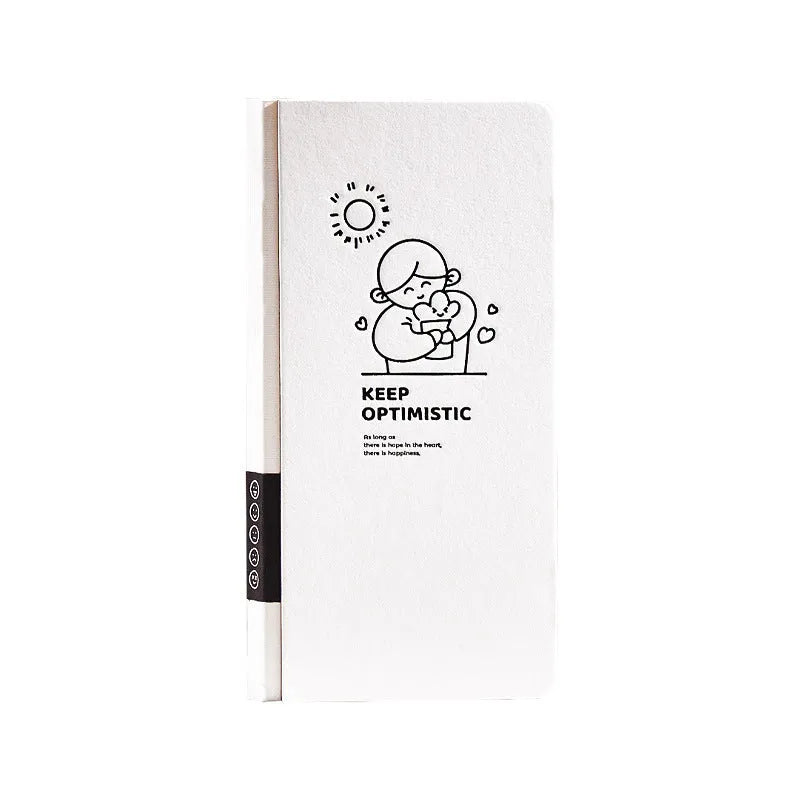 A5 simple plaid paper notebook with a white cover and a pair of decorative stickers.
