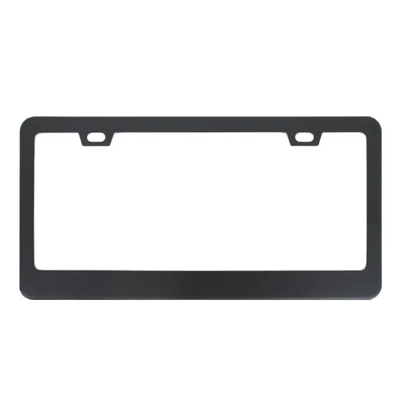 Aluminium alloy minimalist car licence plate frame in black with round hole pattern