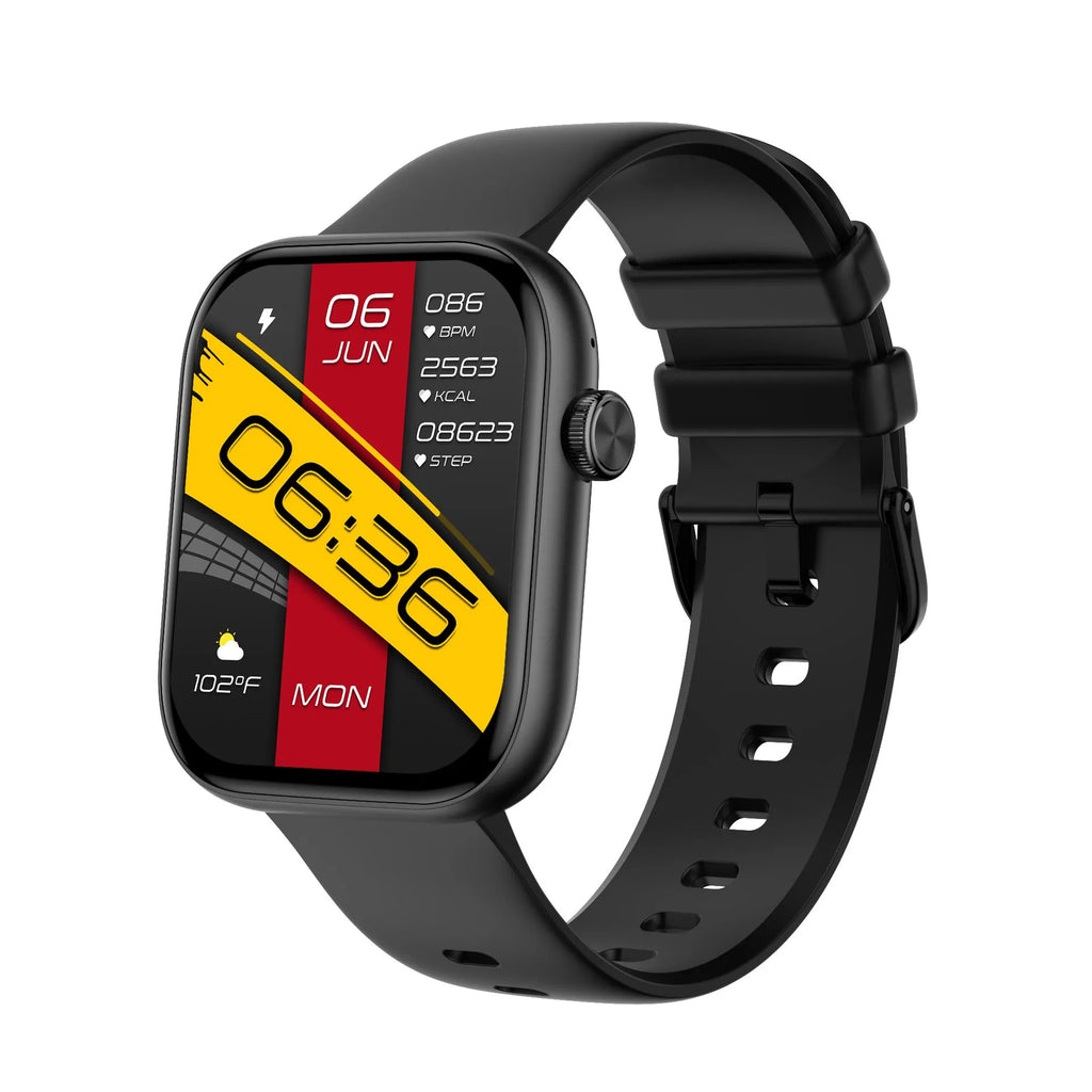 P89 smart watch with full touch screen display and Bluetooth calling in black glue colour