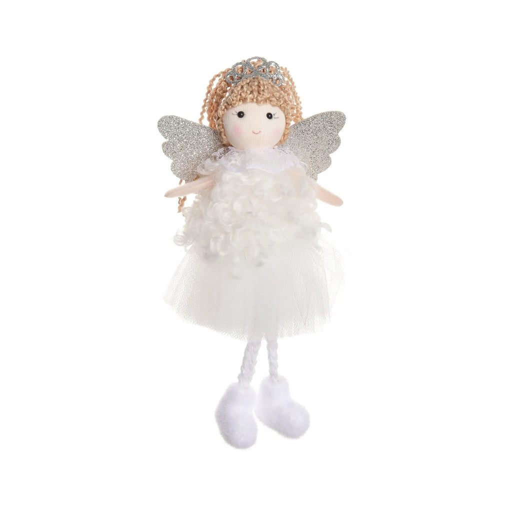 Christmas angel fabric pendant hair accessory for girls' high ponytails in white, pink, or khaki style