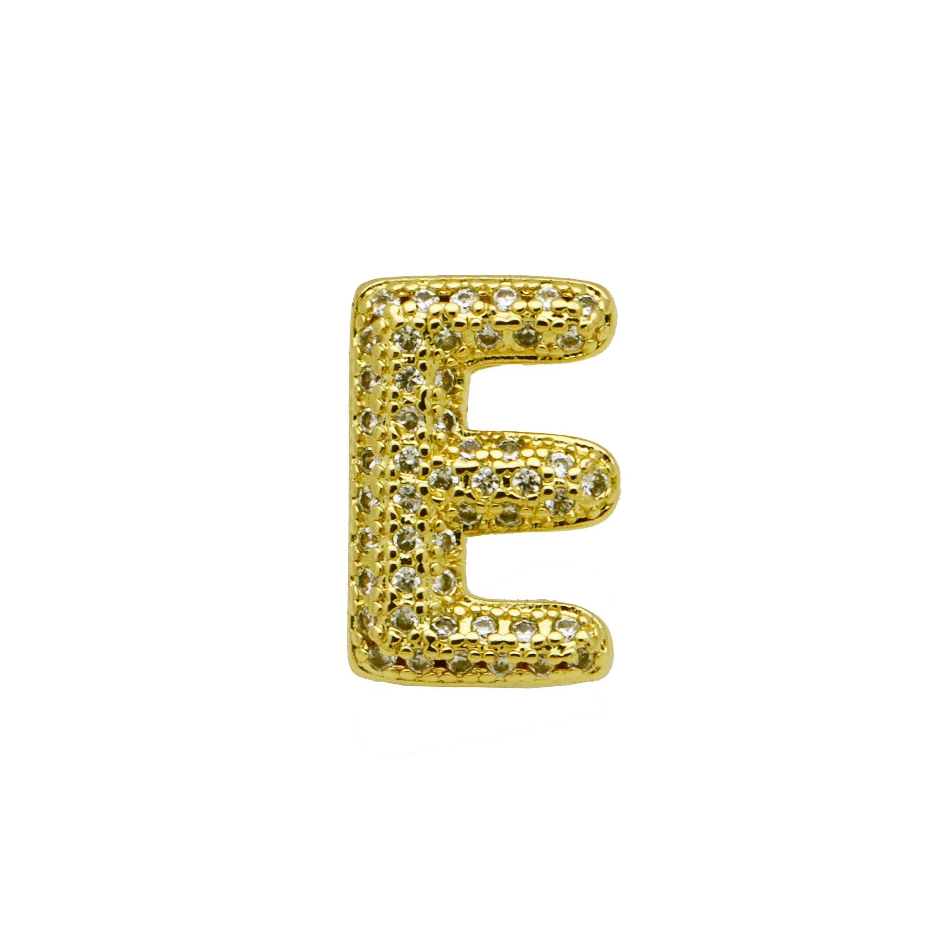 Copper letter bracelet with a single 'A' charm featuring micro inlaid zirconium detail on a gold-finished chain.