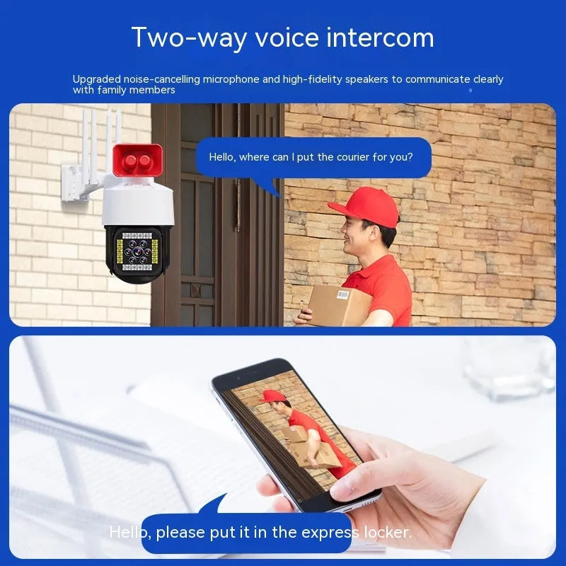 Outdoor 4K HD WiFi security camera with infrared night vision and motion detection